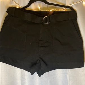 Black belted shorts